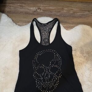 Express Black Studded Skull Tank Top